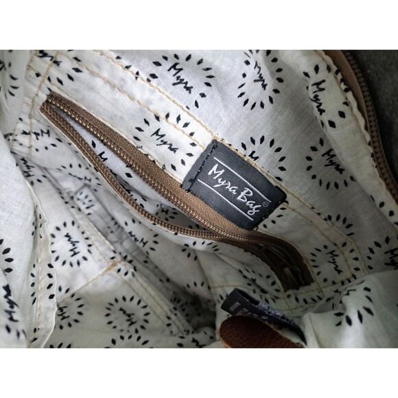 Myra Bag Leather Canvas Southwestern Aztec Shoulder Bag Satchel Cowhair Gray - Picture 7 of 9